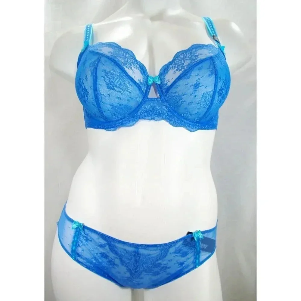 LARGE Paramour 635005‎ by Felina Captivate Bikini Panty Lake Blue NWT